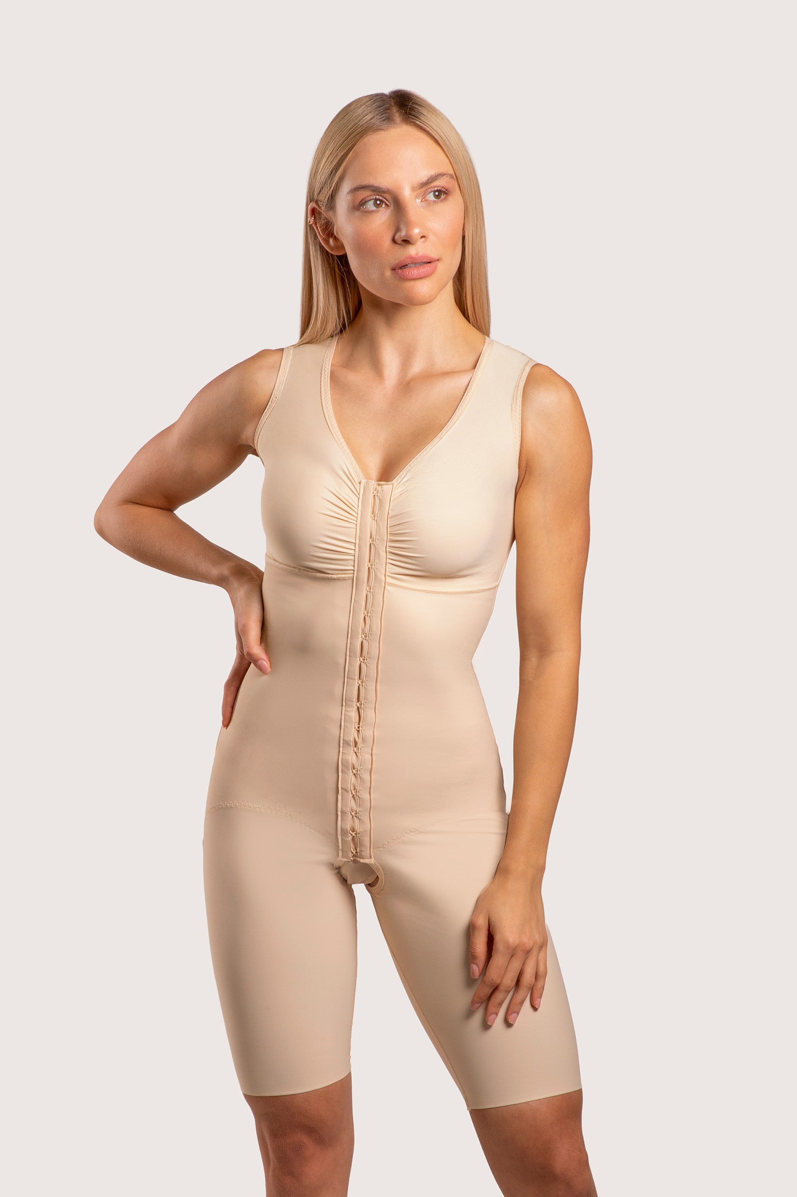 Mid-Thigh Bodysuit with Bra and Front Closure (BB09-NS)