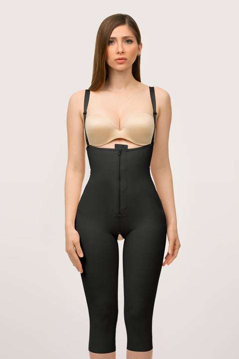 GluteLifting Below the Knee Bodysuit w/ Zipper & Open Buttocks (BE05-BK)