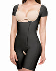 Mid-Thigh Bodysuit w/Front Zipper & Short Sleeves (BS09)