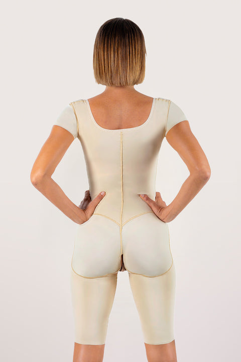 Mid-Thigh Bodysuit w/Front Zipper & Short Sleeves (BS09)