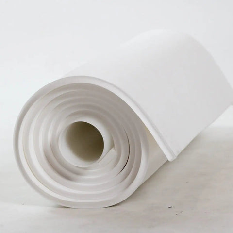 Roll of white lipo foam on a light gray background