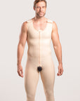 Male Below the Knee Compression Bodysuit w/Zipper (MG02-BK)