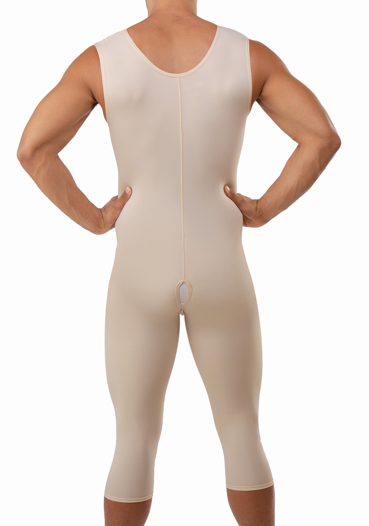 Male Below the Knee Compression Bodysuit w/Zipper (MG02-BK)