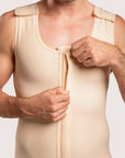 Male Below the Knee Compression Bodysuit w/Zipper (MG02-BK)
