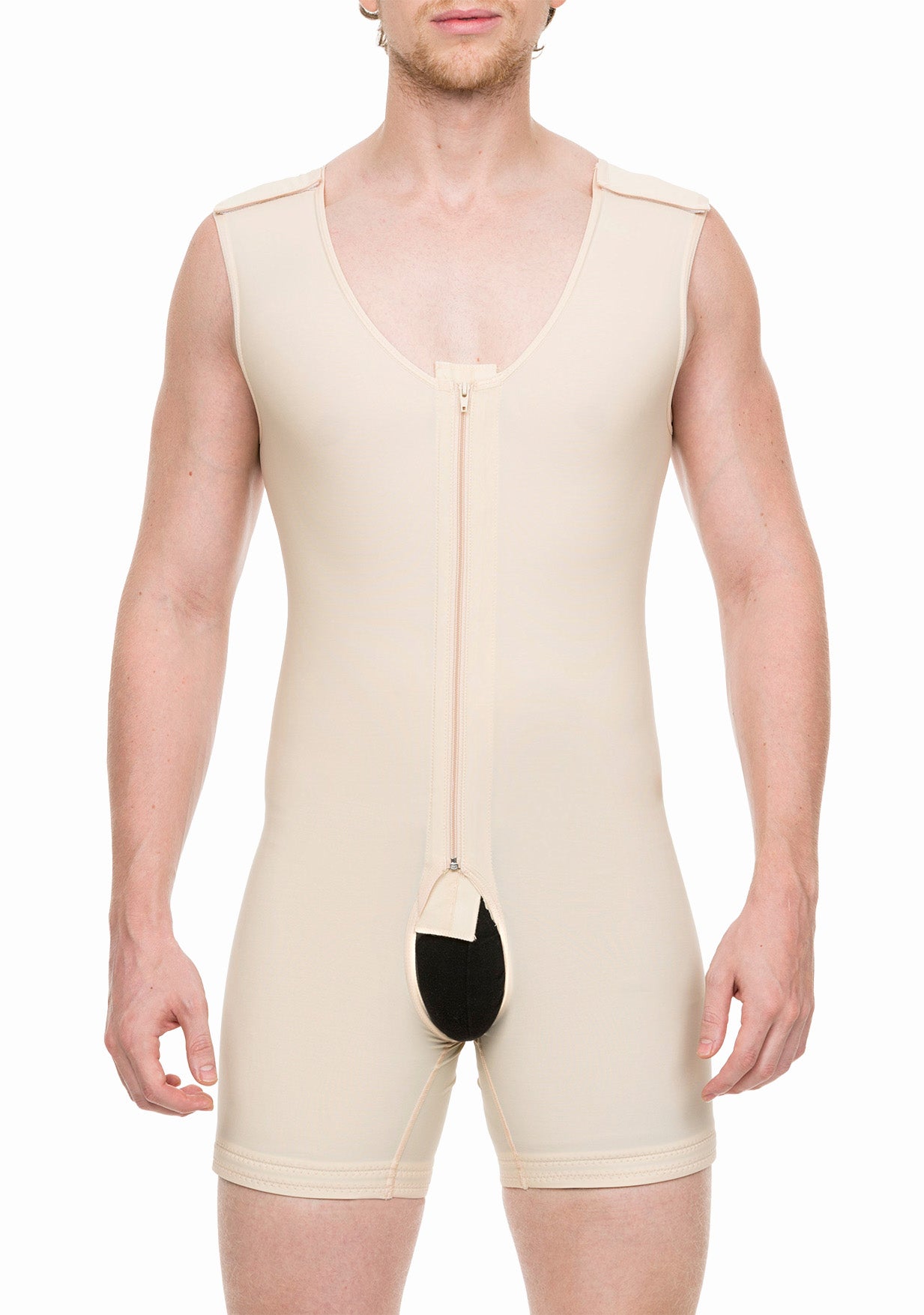 Male Mid-Thigh Compression Bodysuit w/Zipper (MG02