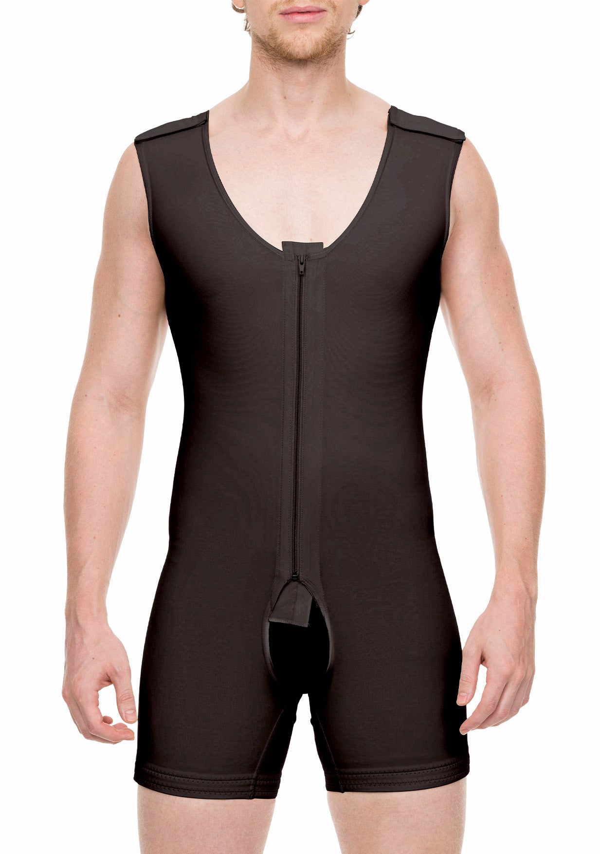 Male Mid-Thigh Compression Bodysuit w/Zipper (MG02