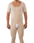 Body de compresión para hombre por debajo de la rodilla con mangas y cremallera (MG07-BK)