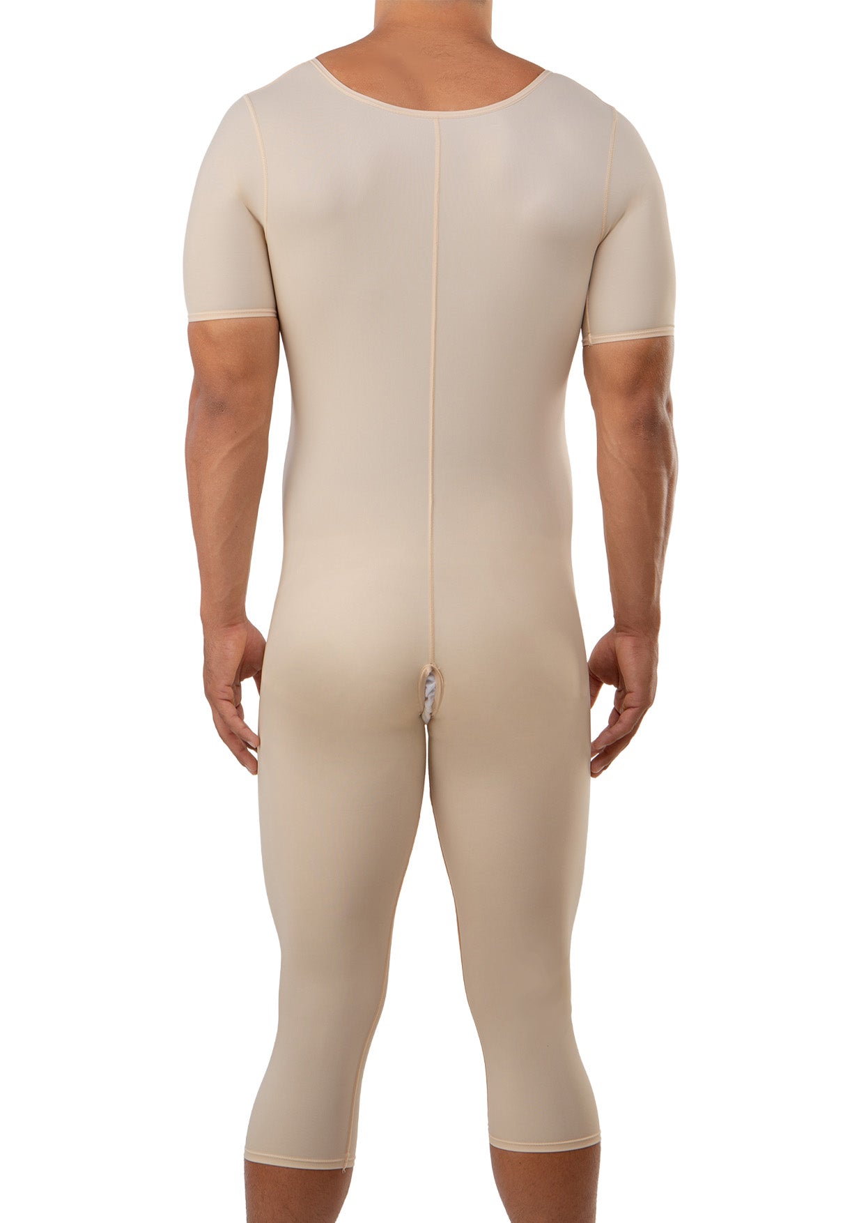 Male Below the Knee Compression Bodysuit w/Sleeves & Zipper (MG07-BK)