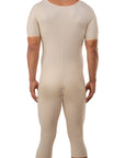 Body de compresión para hombre por debajo de la rodilla con mangas y cremallera (MG07-BK)
