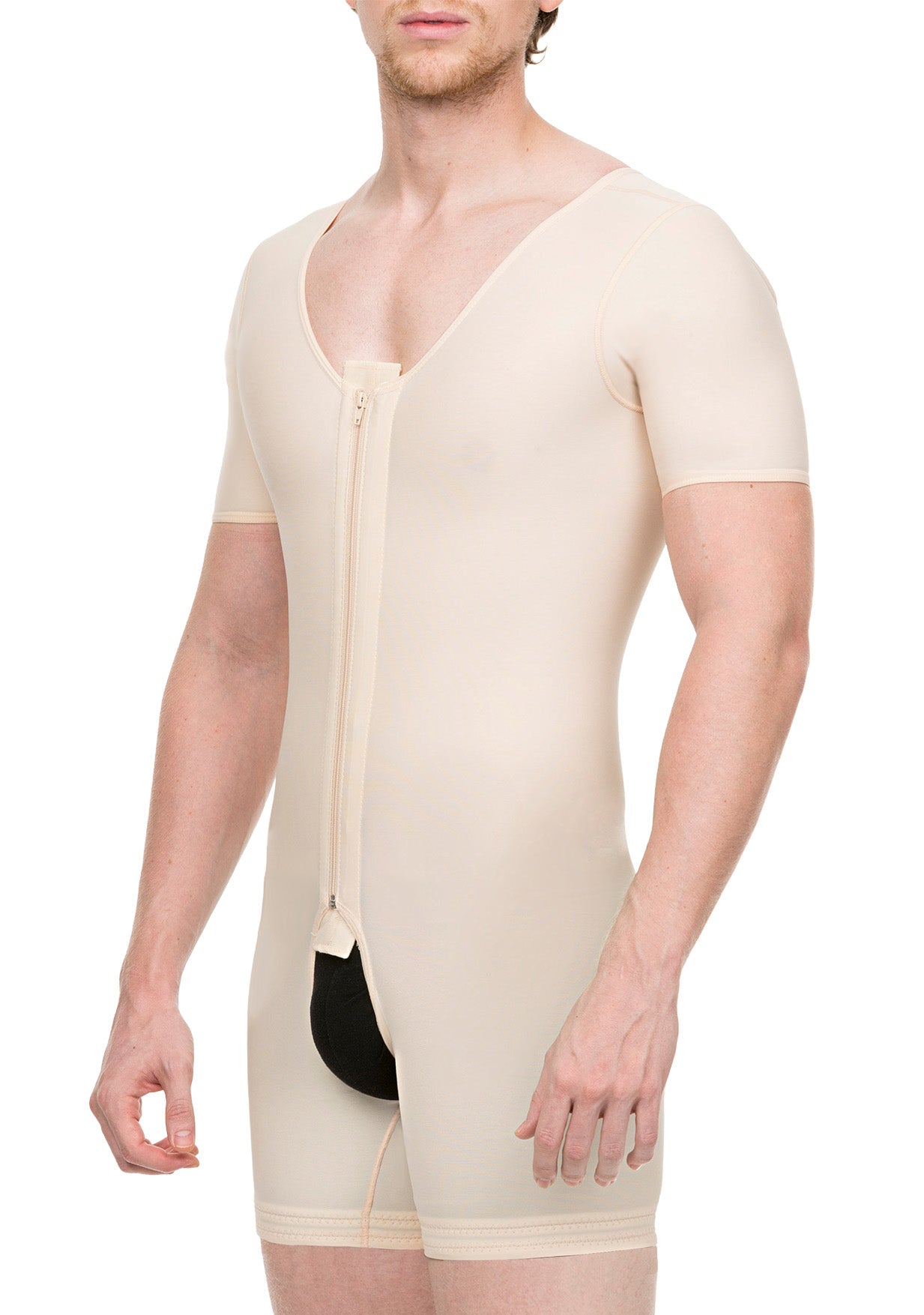 Male Mid-Thigh Compression Bodysuit w/Sleeves & Zipper (MG07)