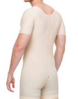 Body de compresión hasta la mitad del muslo para hombre con mangas y cremallera (MG07)