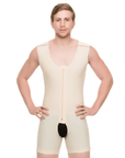 Male Full Body Above Knee Length Abdominal Cosmetic Surgery Compression Garment with Zipper (Sleeveless) (MG02) - Isavela Compression Garments