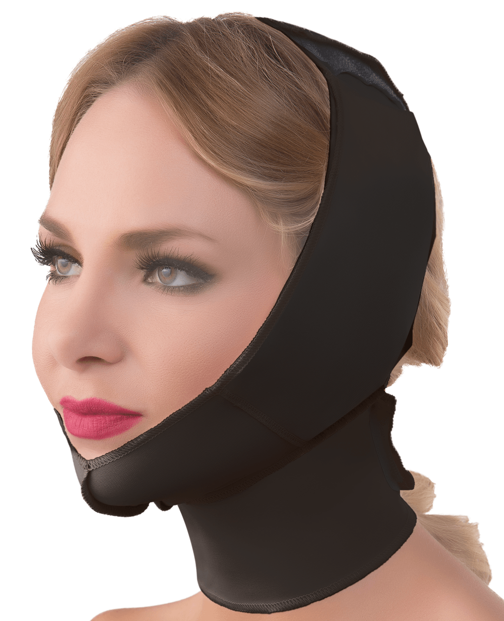 Chin Strap Support with Cold Pack Insert Pouches Compression Garment with Full Neck Support (FA04) - Isavela Compression Garments