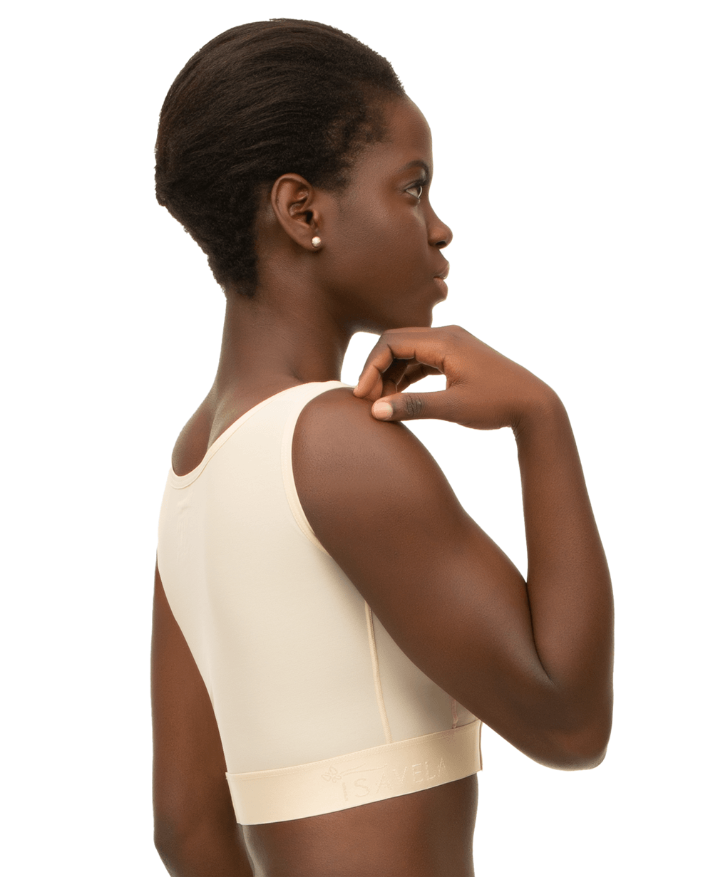 Sleeveless Breast Augmentation (Waist Length) Support Bra/Vest with 2&quot; Elastic Band (VS01) - Isavela Compression Garments