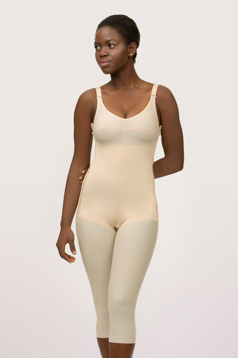 Below Knee Compression Bodysuit w/Bra & Zippers (BB05)