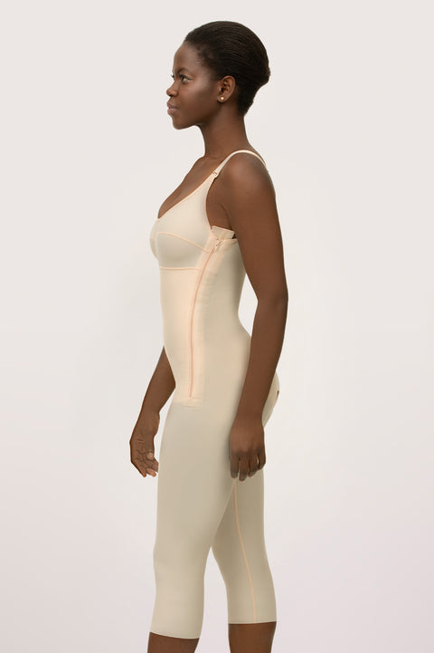 Below Knee Compression Bodysuit w/Bra & Zippers (BB05)