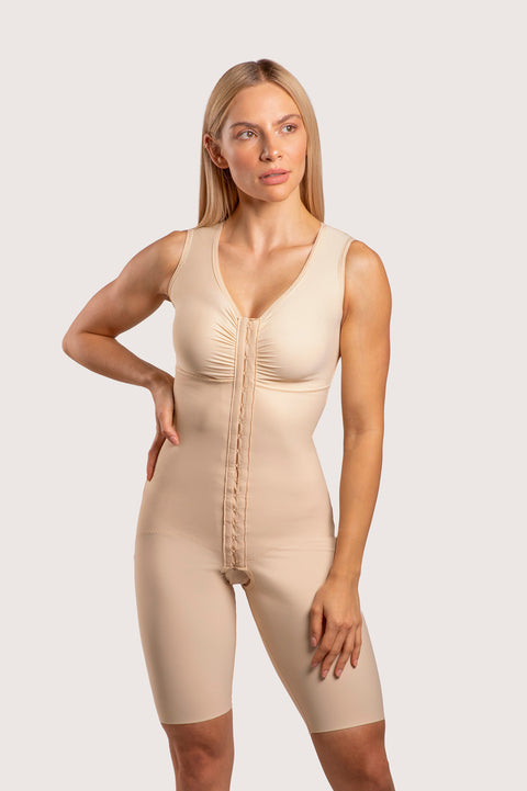 Mid-Thigh Bodysuit with Bra and Front Closure (BB09-NS)