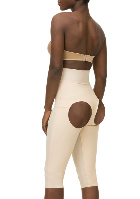 GluteLifting Below the Knee High Waist Girdle w/Zipper & Open Buttocks (BE03-BK)