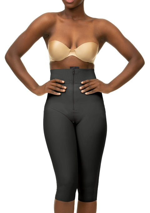 GluteLifting Below the Knee High Waist Girdle w/Zipper & Open Buttocks (BE03-BK)