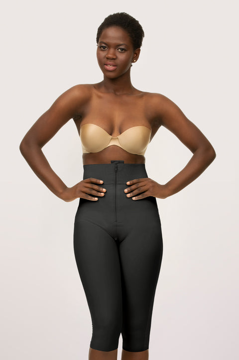 Faja de cintura alta con cremallera y glúteos abiertos para levantar glúteos por debajo de la rodilla (BE03-BK)