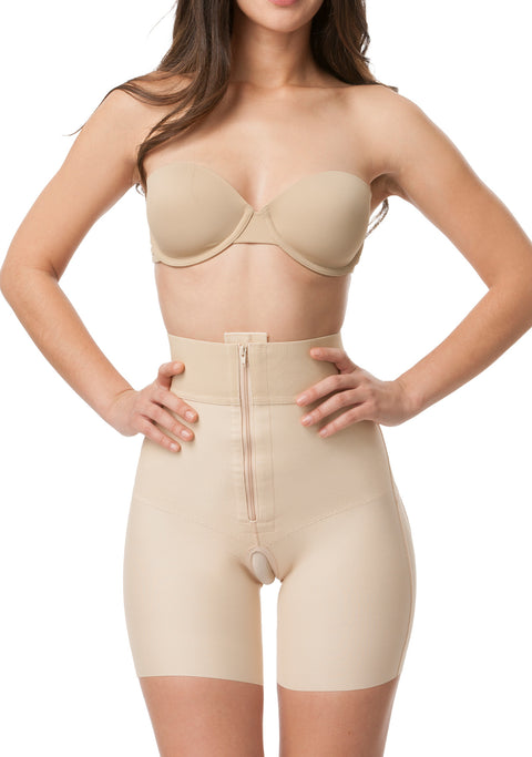 GluteLifting Mid-Thigh High Waist Girdle w/Zipper & Open Buttocks (BE03)