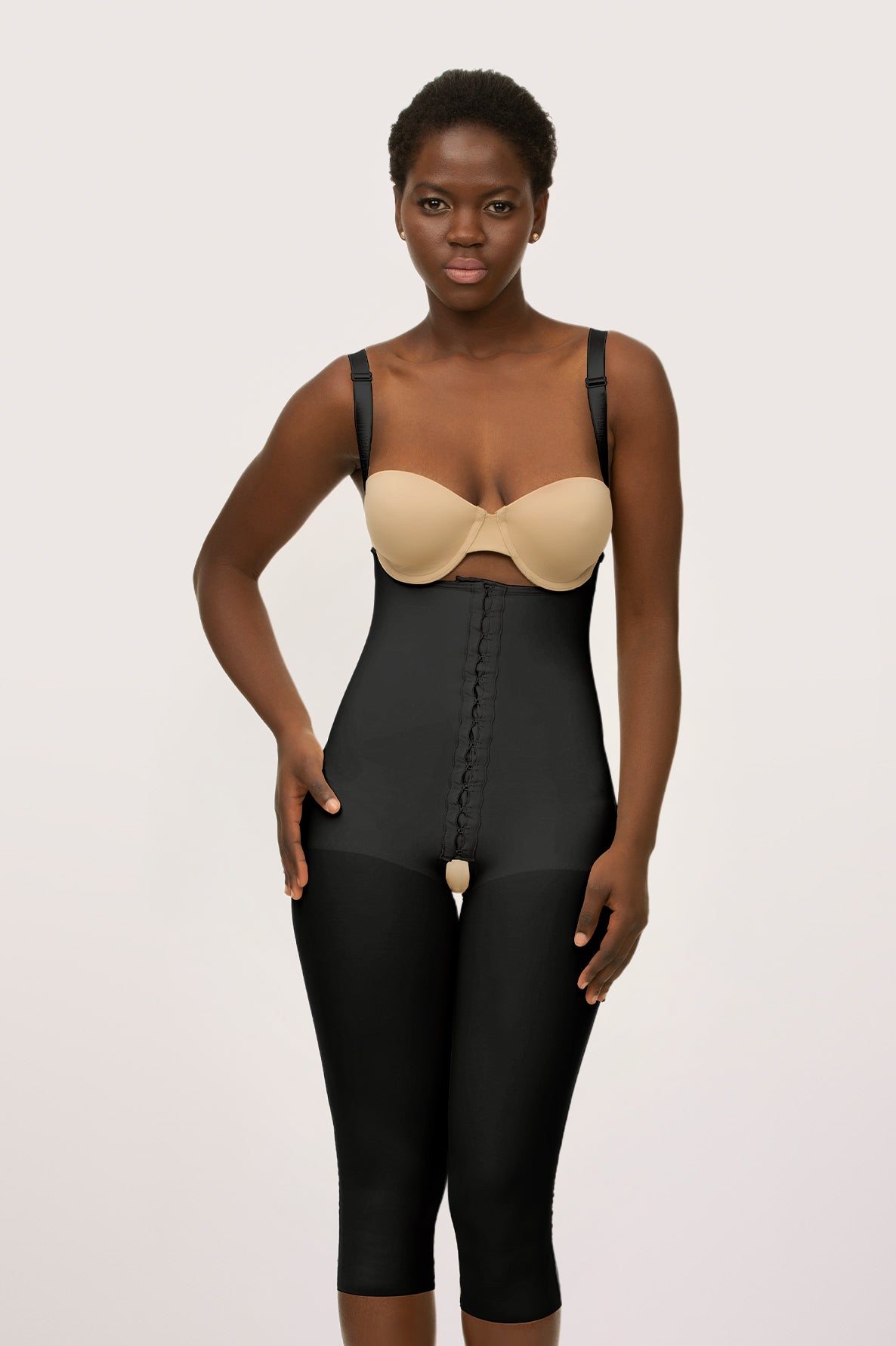 GluteLifting Below the Knee Bodysuit w/Front Closure (BE11-BK