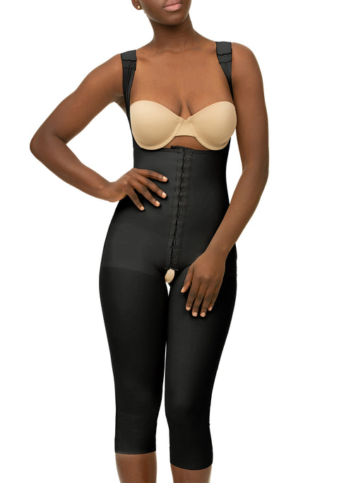 Body de levantamiento de glúteos por debajo de la rodilla con cierre frontal y espalda alta (BE13-BK)