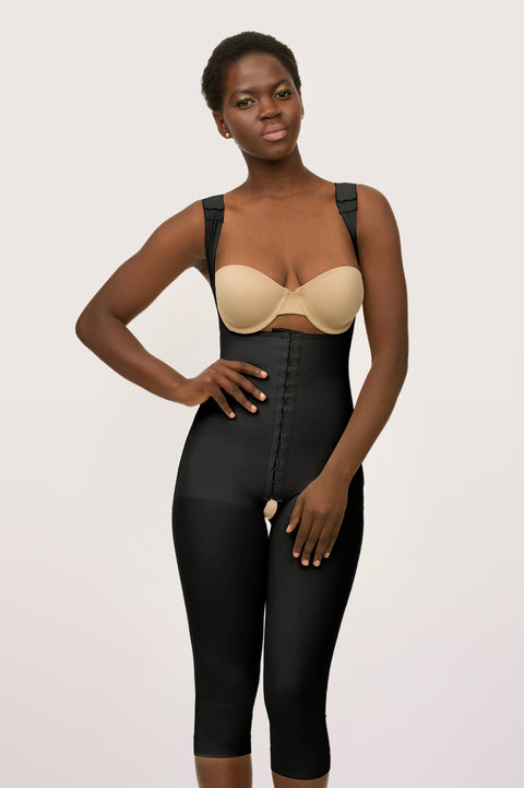 Body de levantamiento de glúteos por debajo de la rodilla con cierre frontal y espalda alta (BE13-BK)