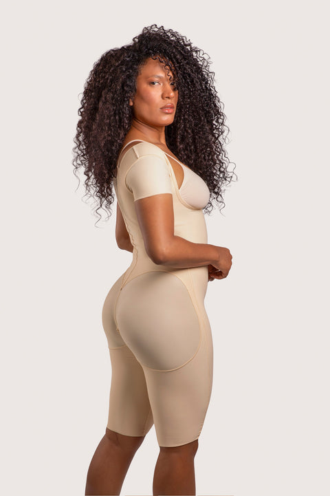 Mid-Thigh Bodysuit w/Front Zipper & Short Sleeves (BS09)