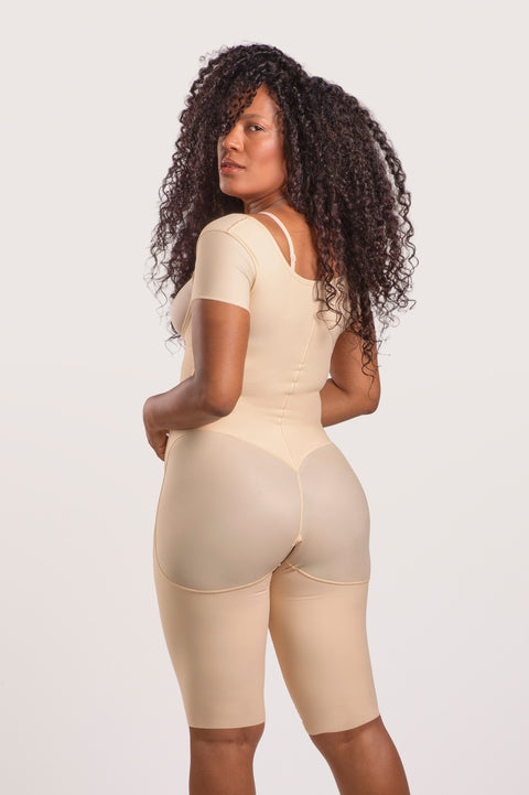 Mid-Thigh Bodysuit w/Front Zipper & Short Sleeves (BS09)