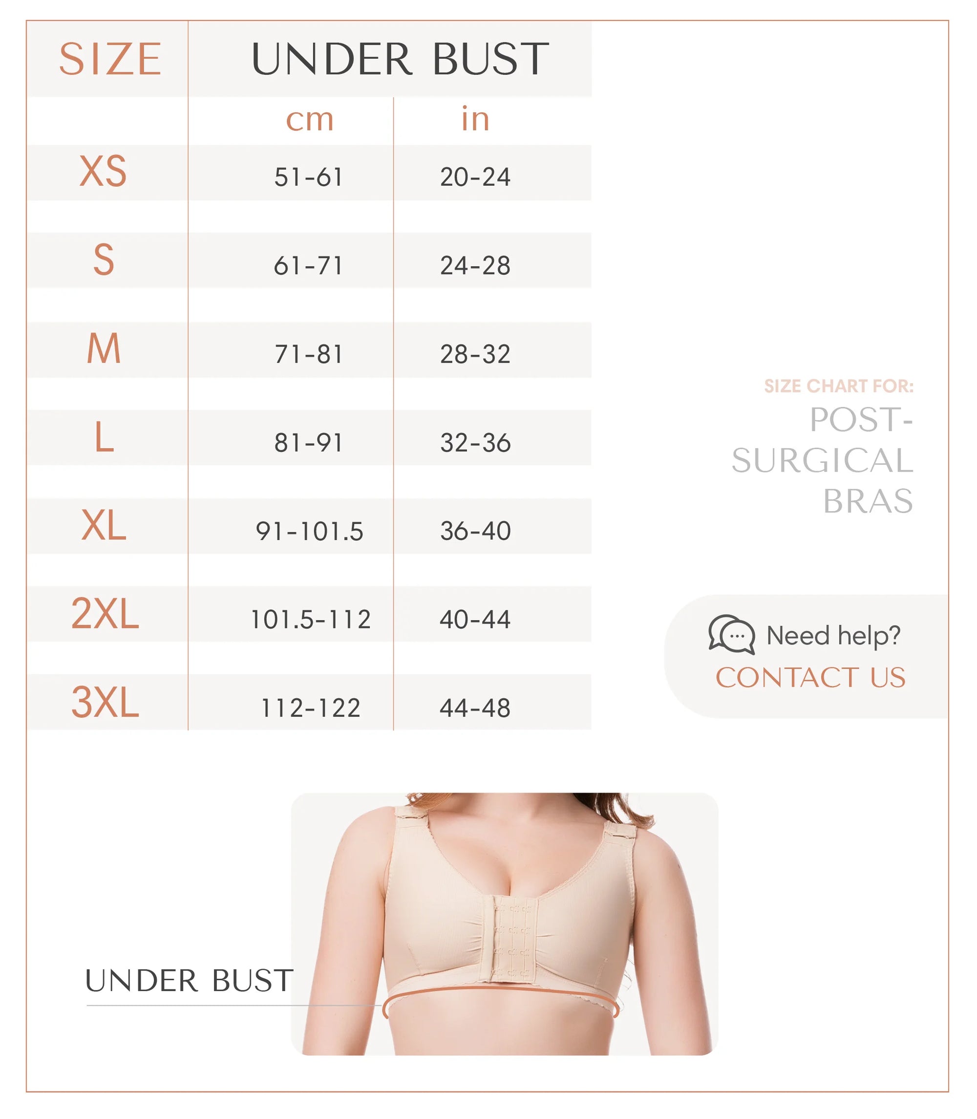 Chaleco/sujetador sin mangas para aumento de senos (hasta la cintura) con cremallera frontal (VS04)