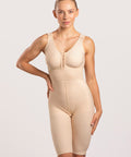 Isavela GR04 Stage 2 high-waist girdle with mid-thigh length for tummy tuck and liposuction recovery, featuring flat-seamed medical-grade fabric.