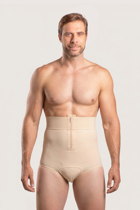 Male High-Waist Compression Girdle Brief with front Zipper (MG01)