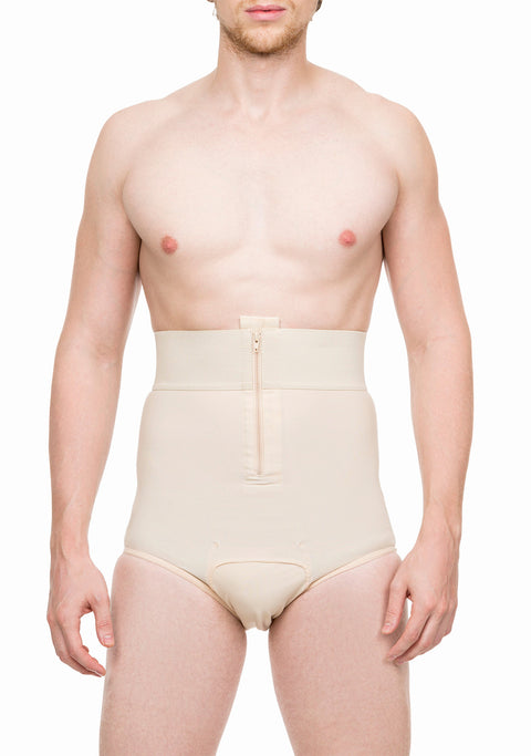 Male High-Waist Compression Girdle Brief with front Zipper (MG01)