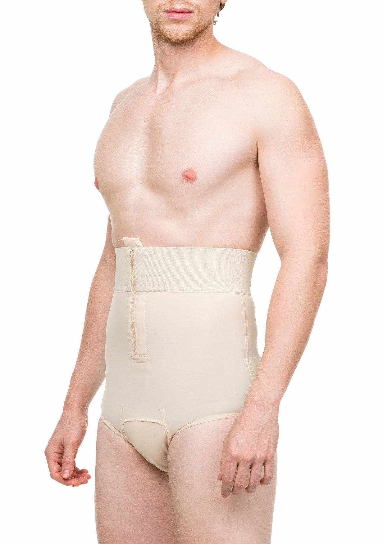 Male High-Waist Compression Girdle Brief with front Zipper (MG01