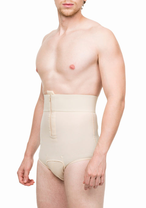Male High-Waist Compression Girdle Brief with front Zipper (MG01)