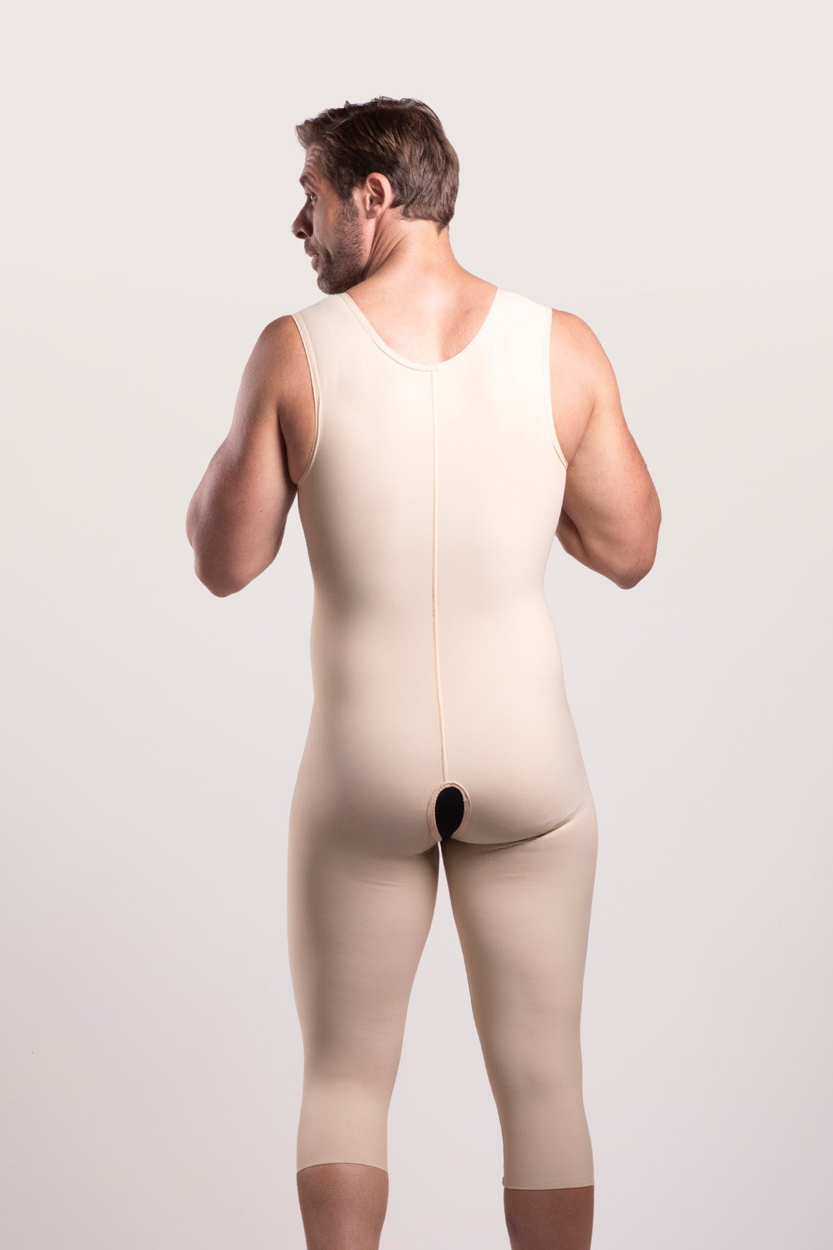 Male Below the Knee Compression Bodysuit w/Zipper (MG02-BK)