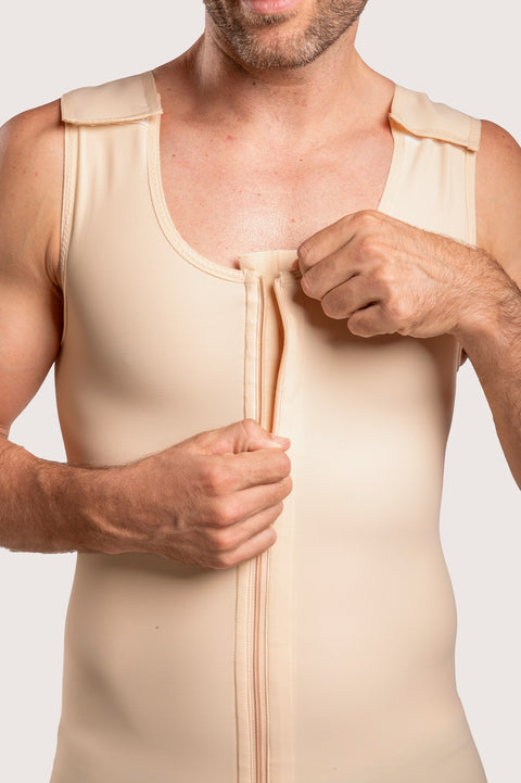 Male Below the Knee Compression Bodysuit w/Zipper (MG02-BK)