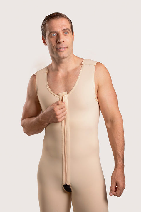 Male Mid-Thigh Compression Bodysuit w/Zipper (MG02)