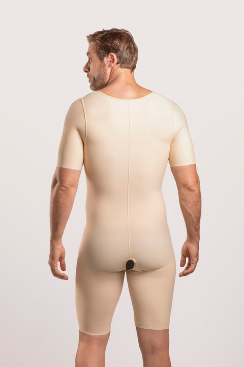 Male Mid-Thigh Compression Bodysuit w/Sleeves & Zipper (MG07)