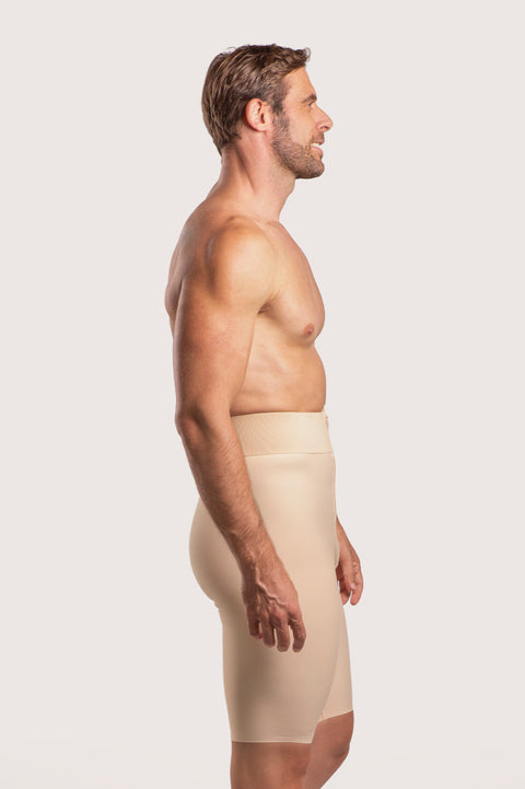 Faja de compresión de cintura alta hasta la mitad del muslo para hombre con cremallera (MG09)