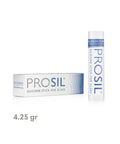 A package and stick of Pro-Sil Biodermis Silicone Scar Gel, 4.25 grams, with branding and product information displayed.