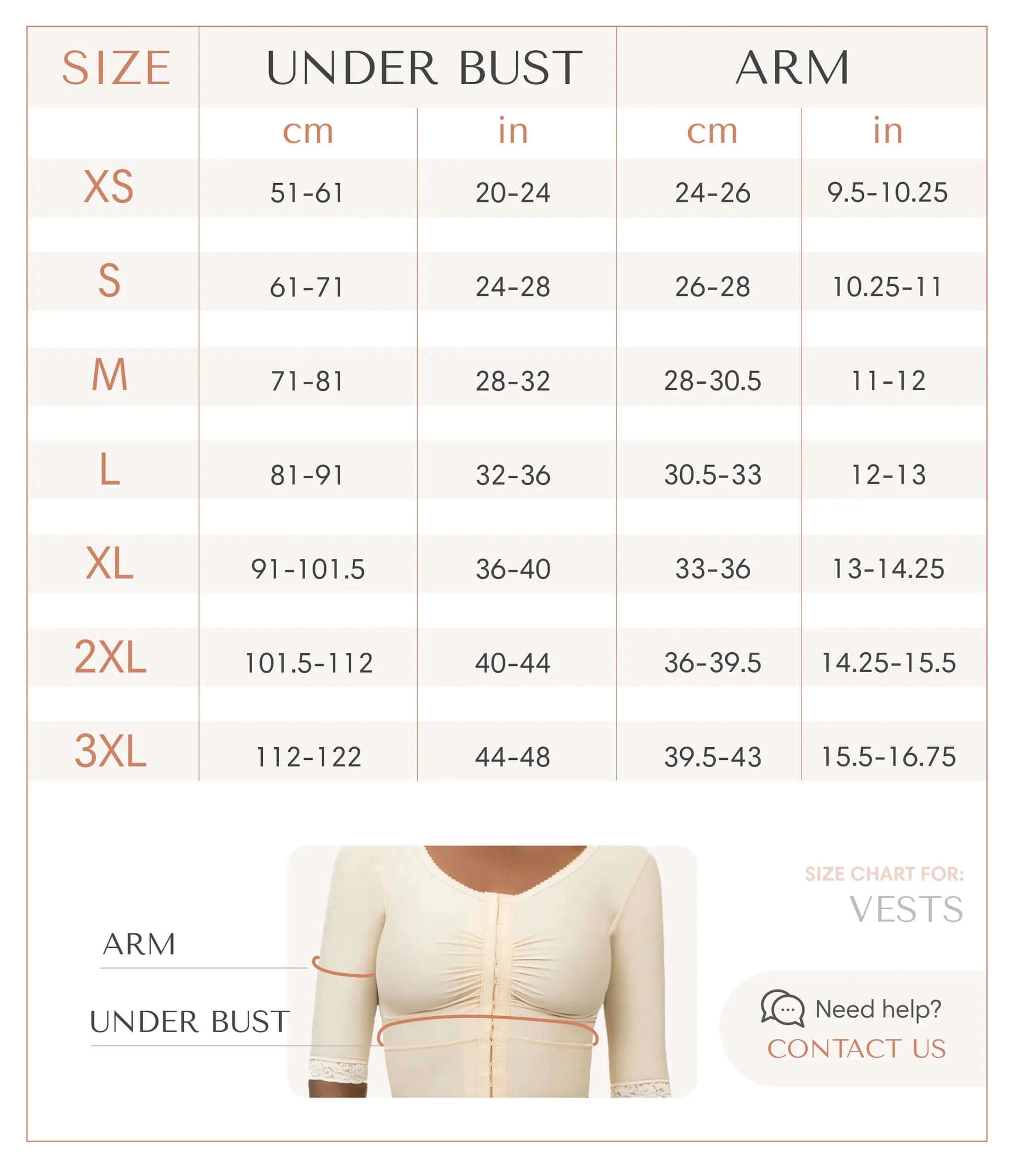 Underbust Length Bra/Vest with Long Sleeves (VS02-LS)