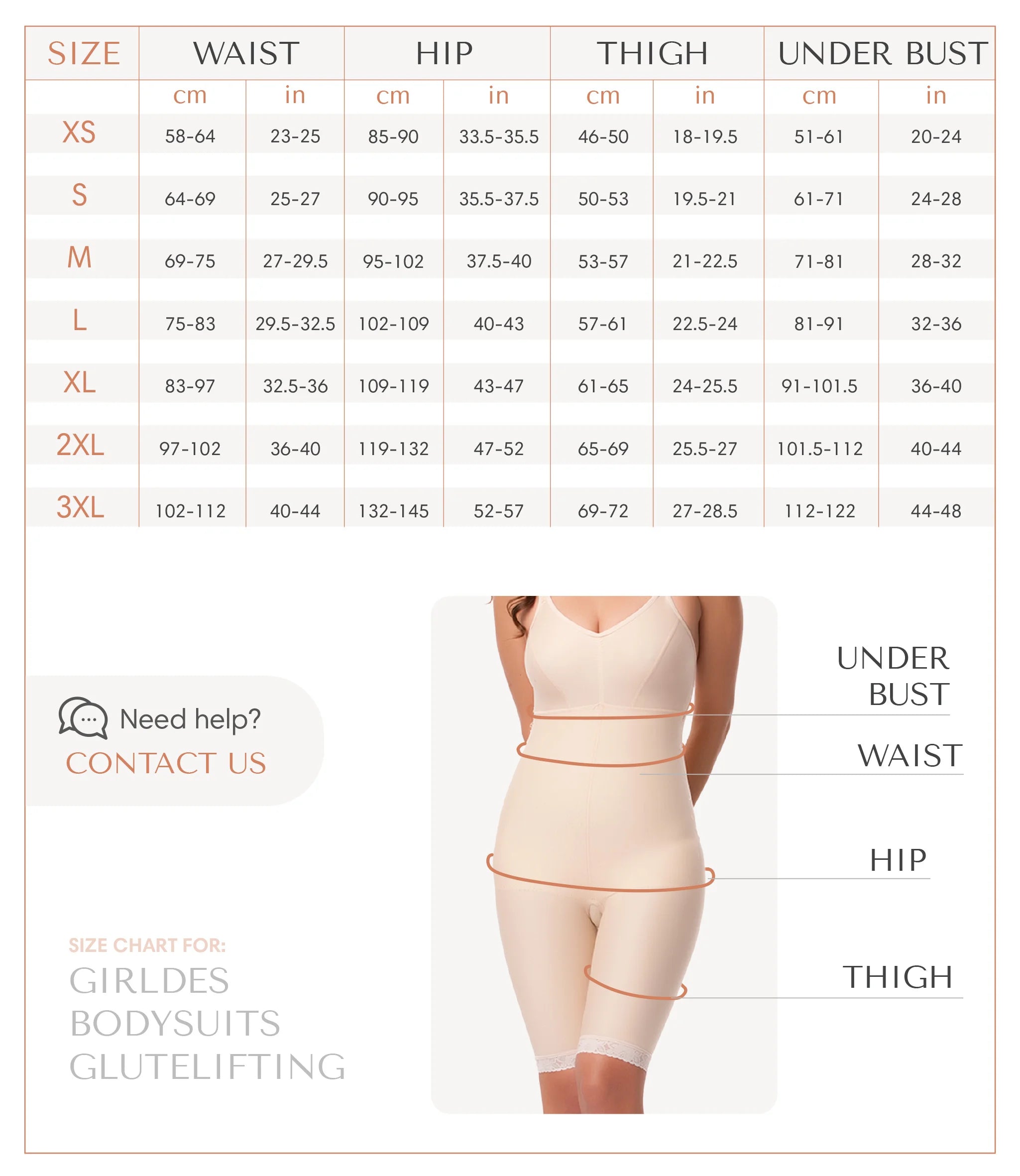 borderline bodysuits  Women's Bodysuit Size Chart