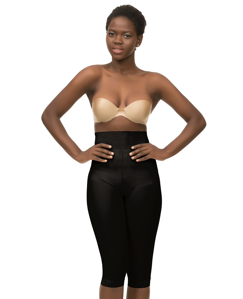 2nd Stage High Waist Below the Knee Buttocks Enhancing Compression Girdle (BE04-BK) - Isavela Compression Garments
