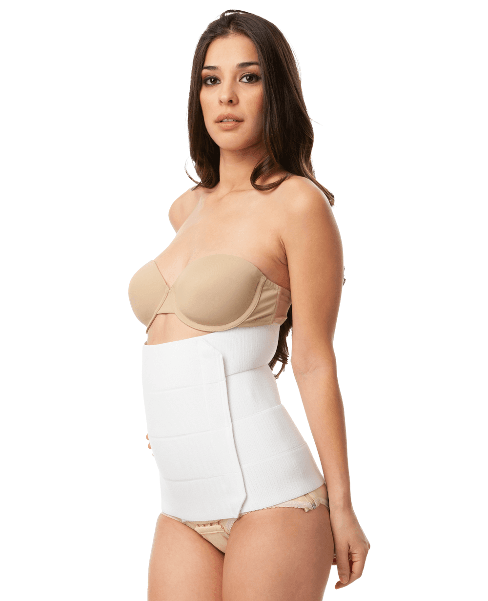 Abdominal Binder Post Surgery Compression Wrap – Torso Liposuction, Mommy  Makeover, and Tummy Tuck Compression Garment – White 9” Postpartum Belt and  C-Section Recovery Belly Band (S13-9) 