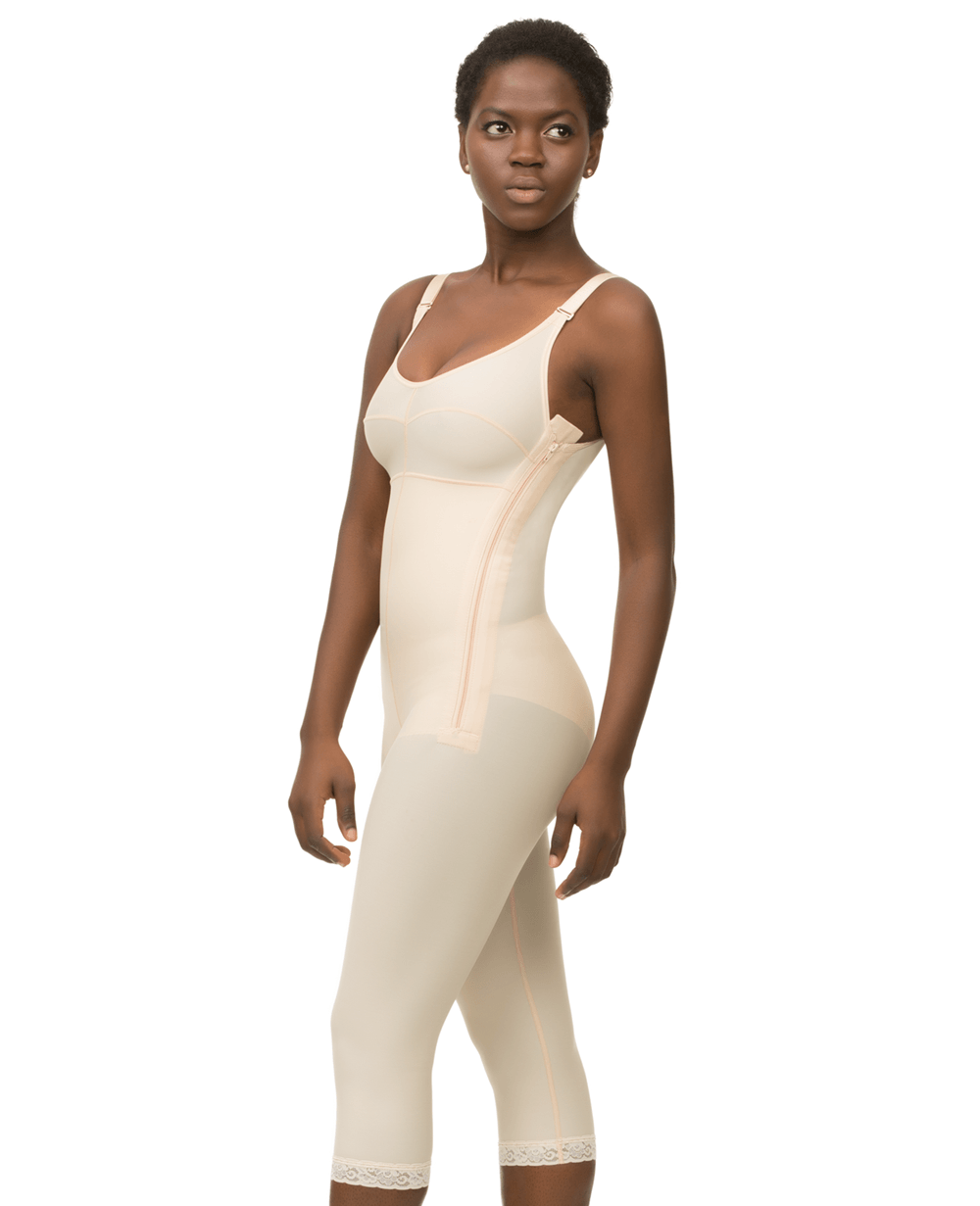Below the knee full body shaper with vest incorporated