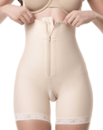 Body Suit Mid Thigh Length with Suspender Closed Buttocks Enhancing Compression Girdle with Zipper (BE07) - Isavela Compression Garments