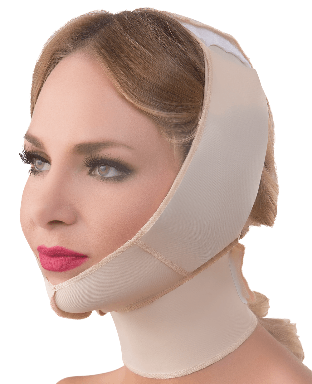Chin Strap Support with Cold Pack Insert Pouches Compression Garment with Full Neck Support (FA04) - Isavela Compression Garments