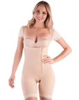 1st Stage Open Mammary Mid Thigh Off Center Front Zipper Body Suit Plastic Surgery Compression Garment (BS09) - Isavela Compression Garments